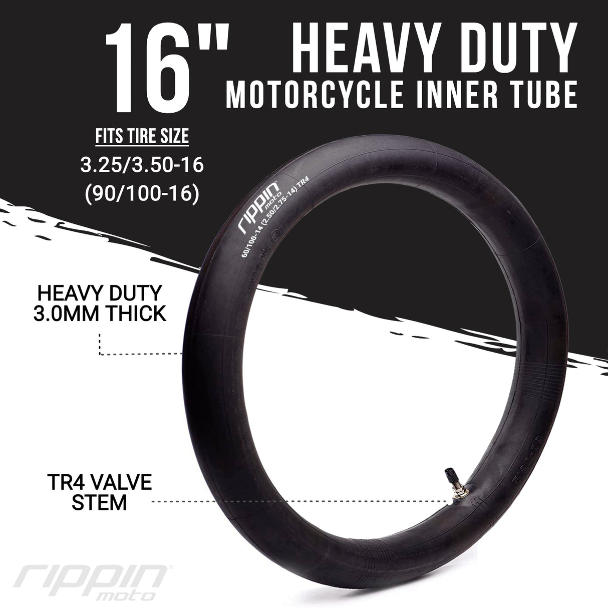 90/100-16 (3.25/3.50-16) Heavy Duty Motorcycle Inner Tube - 3mm Thick