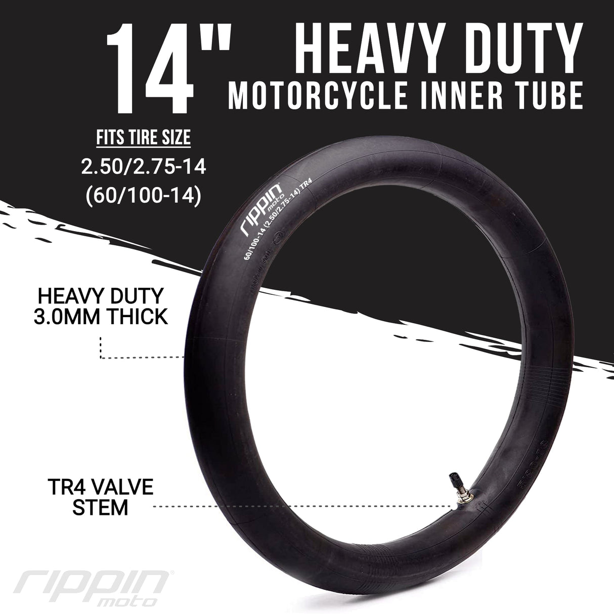 60/100-14 (2.50/2.75 x 14) Heavy Duty 14" Motorcycle Inner Tube - 3mm Thick