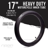 70/100-17 (2.50/2.75-17) Heavy Duty 17" Motorcycle Inner Tube - 3mm Thick