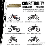 RPN420MX Premium Gold MX O-Ring Chain for Sur-Ron LBX, Talaria, Rawrr & E-Ride PRO SS