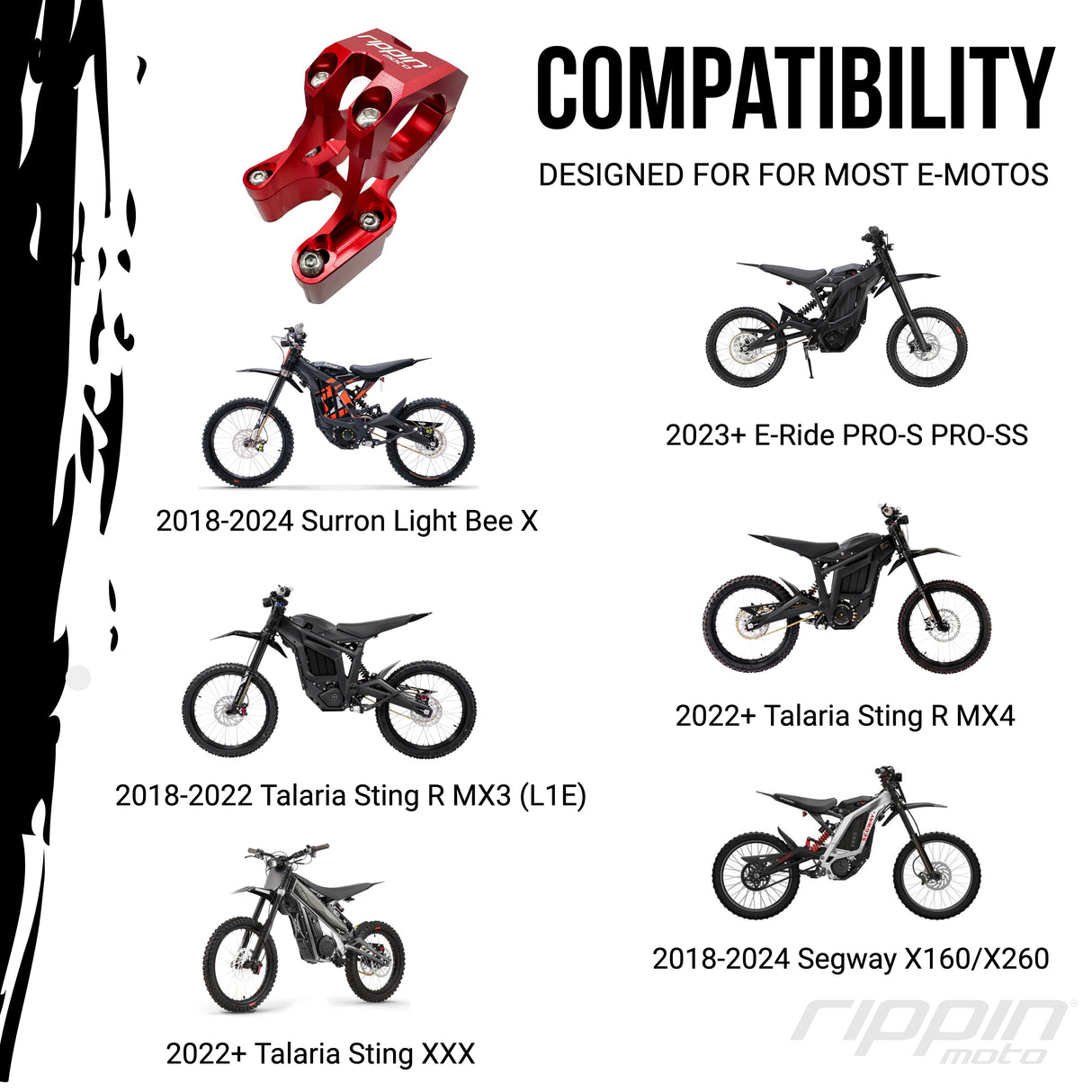 E-Moto Bar Mount for E-Ride PRO, Talaria & Surron LBX with 1" Riser